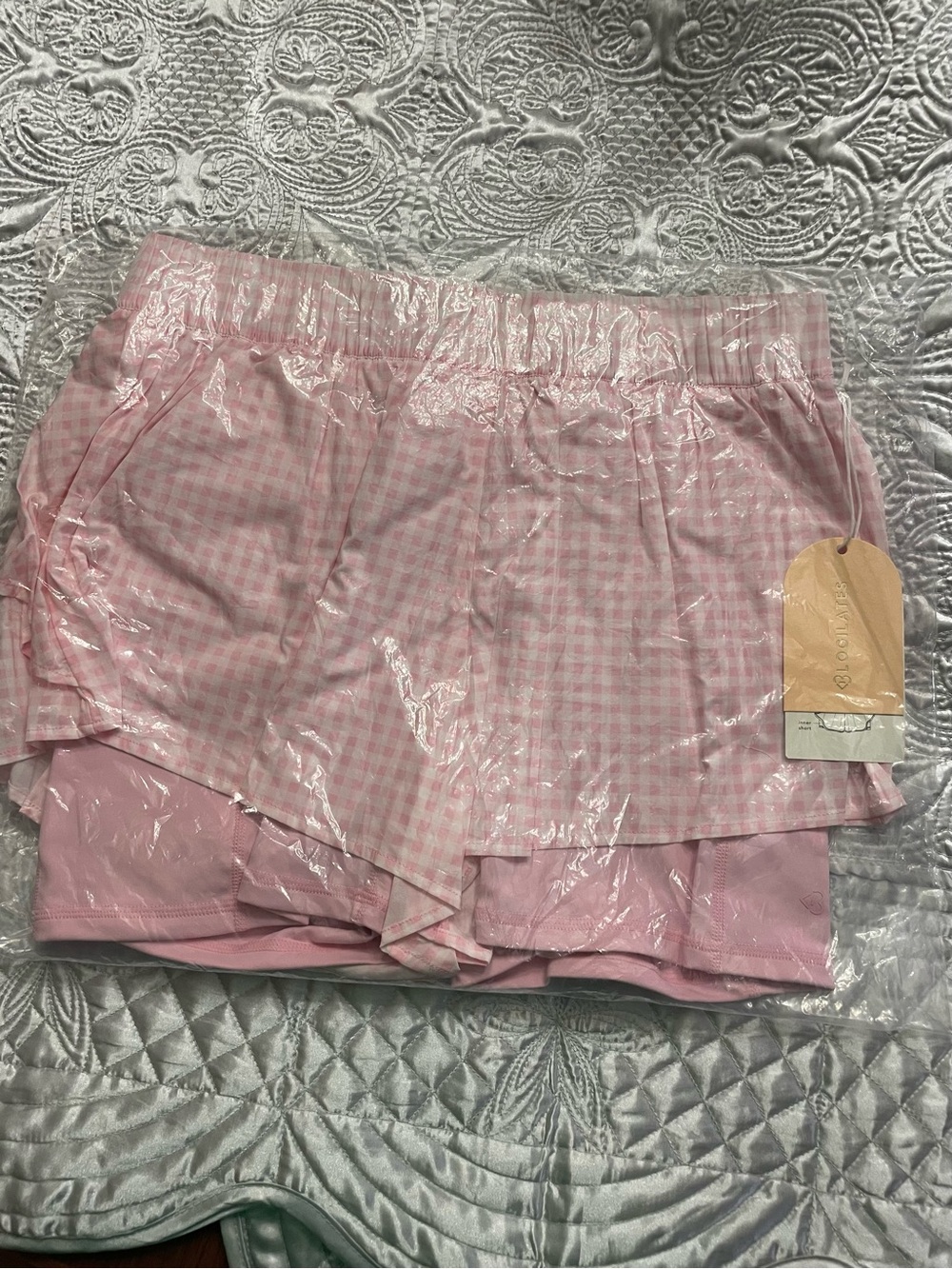 Pink Gingham Women's Shorts - Lightweight Elastic Waist